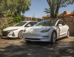 Tesla in parking lot